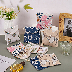 8 шт. 4 стиля тканевых мешочков для хранения гигиенических прокладок с принтом&nbsp;AJEW-FG0004-66