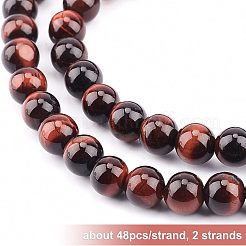 2 нить бусин из натурального красного тигрового глаза&nbsp;G-OC0002-20