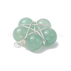 Подвески из латунной проволоки с натуральными драгоценными камнями&nbsp;PALLOY-TA00033-02