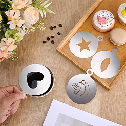 4 шт. 4 стиля плоский круглый шаблон для распыления пены из нержавеющей стали 304&nbsp;AJEW-GF0012-39