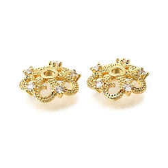 Колпачки для бусин из прозрачного кубического циркония в форме цветка из латуни&nbsp;KK-V008-05G