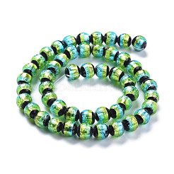 Бусины ручной работы бусины серебряной фольгой&nbsp;FOIL-K001-02B-8mm