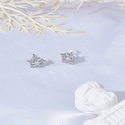 1 пара серег-гвоздиков из латуни с микропаве из прозрачных кубических цирконий для женщин&nbsp;EJEW-LP0004-88