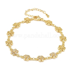 Браслеты-цепочки из латуни с микропаве из прозрачных кубических цирконий для женщин&nbsp;BJEW-A090-03G