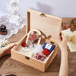 Прямоугольные деревянные коробки на память с крышками&nbsp;CON-WH0101-014