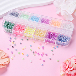 48 г двухцветные прозрачные стеклянные бусины&nbsp;SEED-YW0002-72