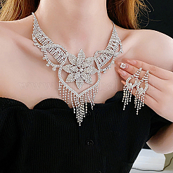 Комплекты из цветочной латуни и сплава со стразами и серьгами-гвоздиками&nbsp;FS-WG691FB-01