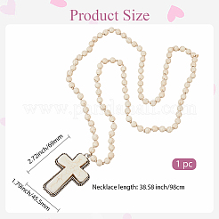 Сплав паве синтетическая бирюза крест кулон 8 мм круглые бусины ожерелья для женщин&nbsp;NJEW-WH20816-004AS