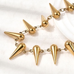 Женские цепочки из нержавеющей стали 304 с шипами и конусообразными звеньями&nbsp;NJEW-G192-01G