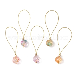 Подвесные украшения из стекла с золотистой металлической окантовкой&nbsp;HJEW-JM04636