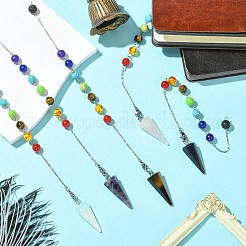 Большие подвески-маятники из натуральных и синтетических драгоценных камней и смолы&nbsp;PALLOY-GO00022