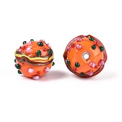 Бусины ручной работы в технике лэмпворк с неровностями&nbsp;LAMP-T022-05B