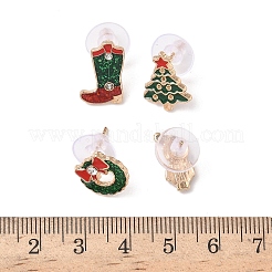 Серьги-гвоздики из сплава с эмалью на рождественскую тематику&nbsp;EJEW-B068-02KCGG-03