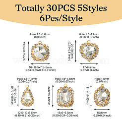 30шт 5 стиля хрустальные стеклянные подвески со стразами&nbsp;RB-TA0001-09