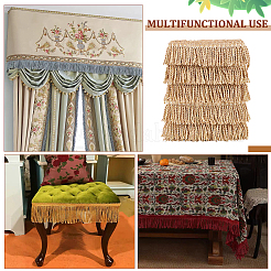 Двухцветная полиэфирная витая веревка с кисточками и бахромой&nbsp;DIY-WH0304-703B