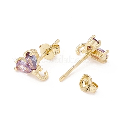 Фурнитура для серег-гвоздиков из латуни с кубическим цирконием&nbsp;MAK-I684-10G-06-RS