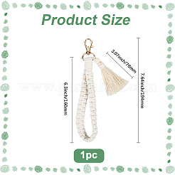 Брелок с кисточкой из сплава хлопка и полиэстера&nbsp;KEYC-WH20026-01B