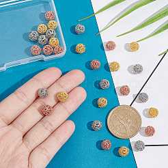 30 шт. 3 цвета полые латунные бусины с покрытием&nbsp;KK-PH0009-55B