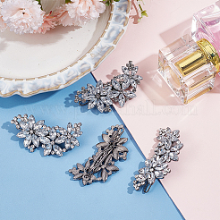 4 шт. заколки для волос из цветочного сплава со стразами для женщин и девочек&nbsp;MRMJ-GF0001-56