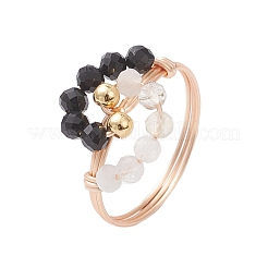 3 шт. 3 стильных кольца с натуральными драгоценными камнями&nbsp;RJEW-TA00228