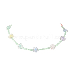 Ожерелья из акриловых и стеклянных бусин в виде цветов для женщин&nbsp;NJEW-JN05291-02