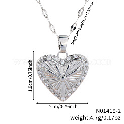 Модные латунные ожерелья с подвеской в виде сердца из прозрачного кубического циркония с микропаве GG1510-2