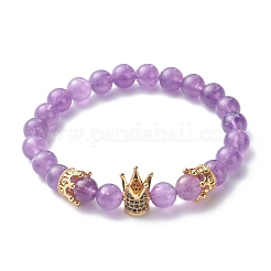 Круглые бусины из натурального камня эластичные браслеты&nbsp;BJEW-JB06606