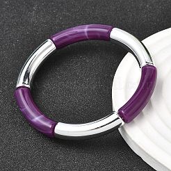 Эластичные браслеты из бусин из смолы с покрытием для женщин&nbsp;BJEW-P374-01P