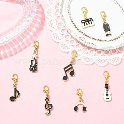 8 шт. 8 стиля эмалевых музыкальных инструментов и подвесных украшений в виде музыкальных нот&nbsp;HJEW-YW00321