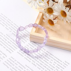 Эластичный браслет из бусин с натуральным лавандовым аметистом&nbsp;BJEW-JB07115