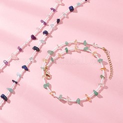 3 шт. Женские ожерелья в 3 стилях с натуральным лазуритом&nbsp;NJEW-JN05603