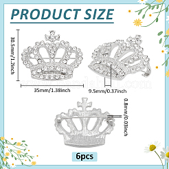 6 шт. брошь-корона со стразами&nbsp;JEWB-PH0001-52