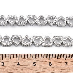 Латунные микро-паве прозрачные кубические цирконии многосоставные подвески-сердечки&nbsp;KK-B125-05P