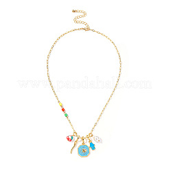 Ожерелья с подвесками из пластикового жемчуга и эмали в виде руки хамсы&nbsp;FS-WG9A1DD-03