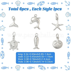 6 шт. 6 стиля подвески из латуни для стойки&nbsp;KK-YW0003-94