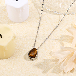Натуральный тигровый глаз слеза урна пепел кулон ожерелье&nbsp;NJEW-CA0003-09B