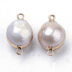 Покрытые натуральным жемчугом барокко соединители с жемчугом кеши&nbsp;PEAR-S012-06G