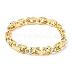 Браслет из прямоугольных звеньев цепи с прозрачным кубическим цирконием&nbsp;BJEW-G773-03G