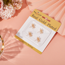 4 пара латунных сережек-гвоздиков&nbsp;KK-BBC0020-02