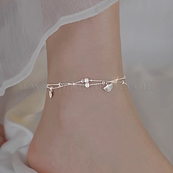 Двухслойные браслеты на ногу с подвеской в виде листьев гинкго из латуни для женщин&nbsp;FS-WG31713-01