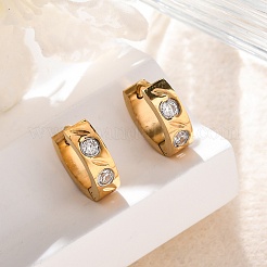 Серьги-кольца из нержавеющей стали 304 с эффектом полировки из кубического циркония&nbsp;EJEW-M001-26G-A