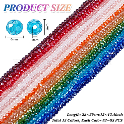 15 нить 15 цвета гальванические стеклянные бусины нити&nbsp;EGLA-PH0001-77B