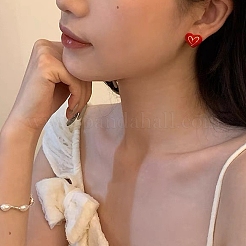 Асимметричные серьги с эмалью Heart & Word Love&nbsp;LS-EJEW-Z018-02A