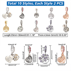 20 шт. 10 стиля европейских подвесок из сплава и латуни&nbsp;MPDL-PH0001-14