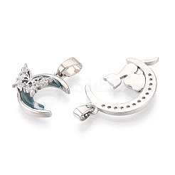 Подвески из латуни микропаве с фианитами и стеклом&nbsp;KK-T072-61P