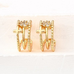 Латунные серьги-манжеты из прозрачного кубического циркония&nbsp;EJEW-F370-36G
