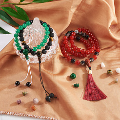 24 шт. 12 вида бусин гуру из натуральной красной яшмы с 3 отверстиями&nbsp;G-CD0001-10