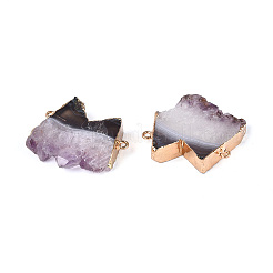 Подвески-звенья/соединители из натурального агата друзы в форме буквы М&nbsp;G-T144-65