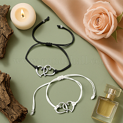 6 шт. двухцветные регулируемые браслеты из сплава и вощеного шнура для женщин&nbsp;AJEW-GO0002-60