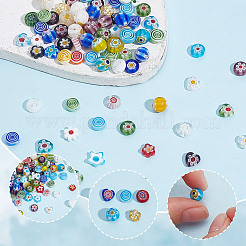 120 шт. 5 стиля стеклянных бусин миллефиори ручной работы&nbsp;LAMP-AR0001-33